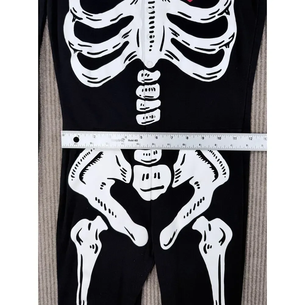 Old Navy Kids XL 12 Skeleton One Piece Pajamas Halloween Snug Cotton